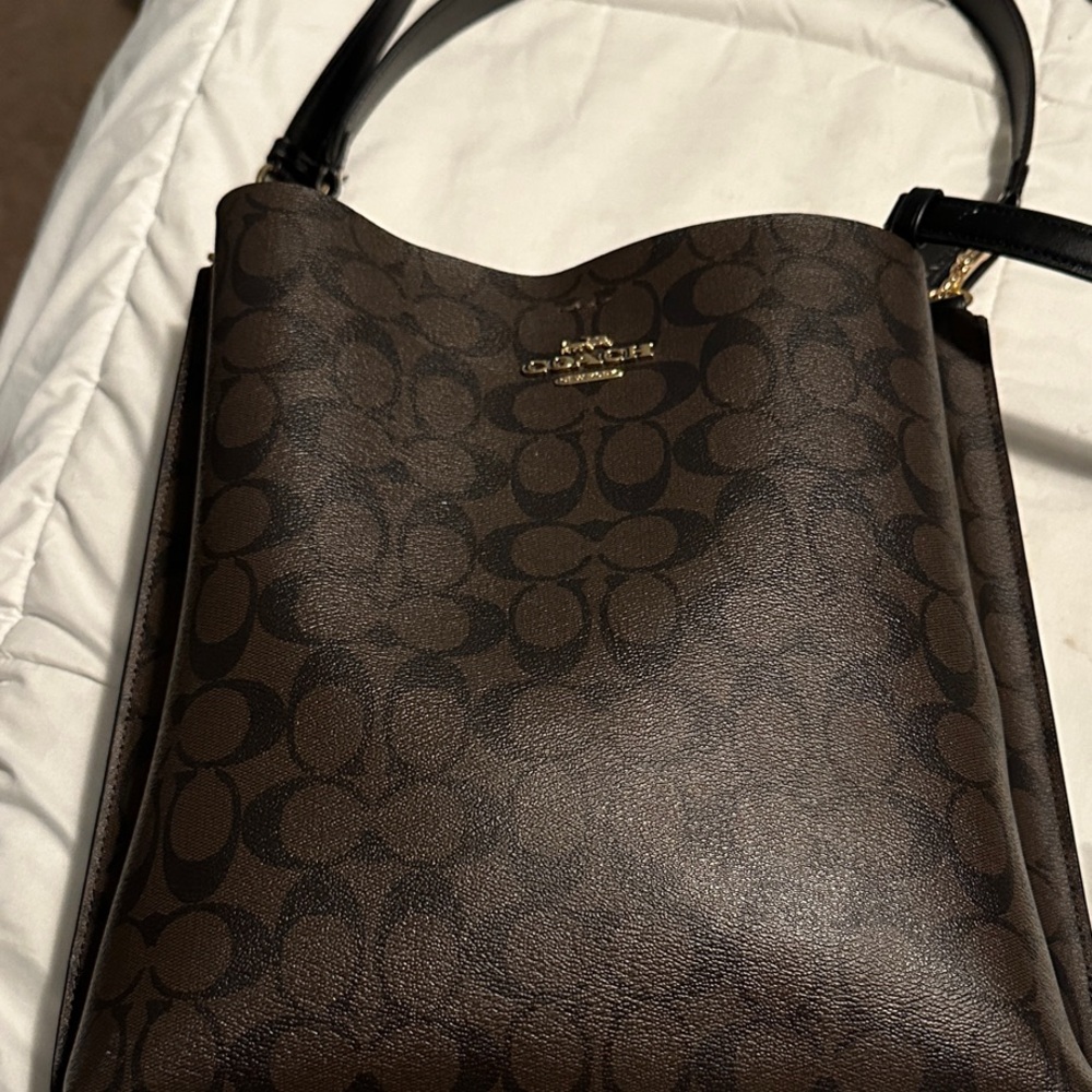 Coach Dark Brown Signature Shoulder Bag